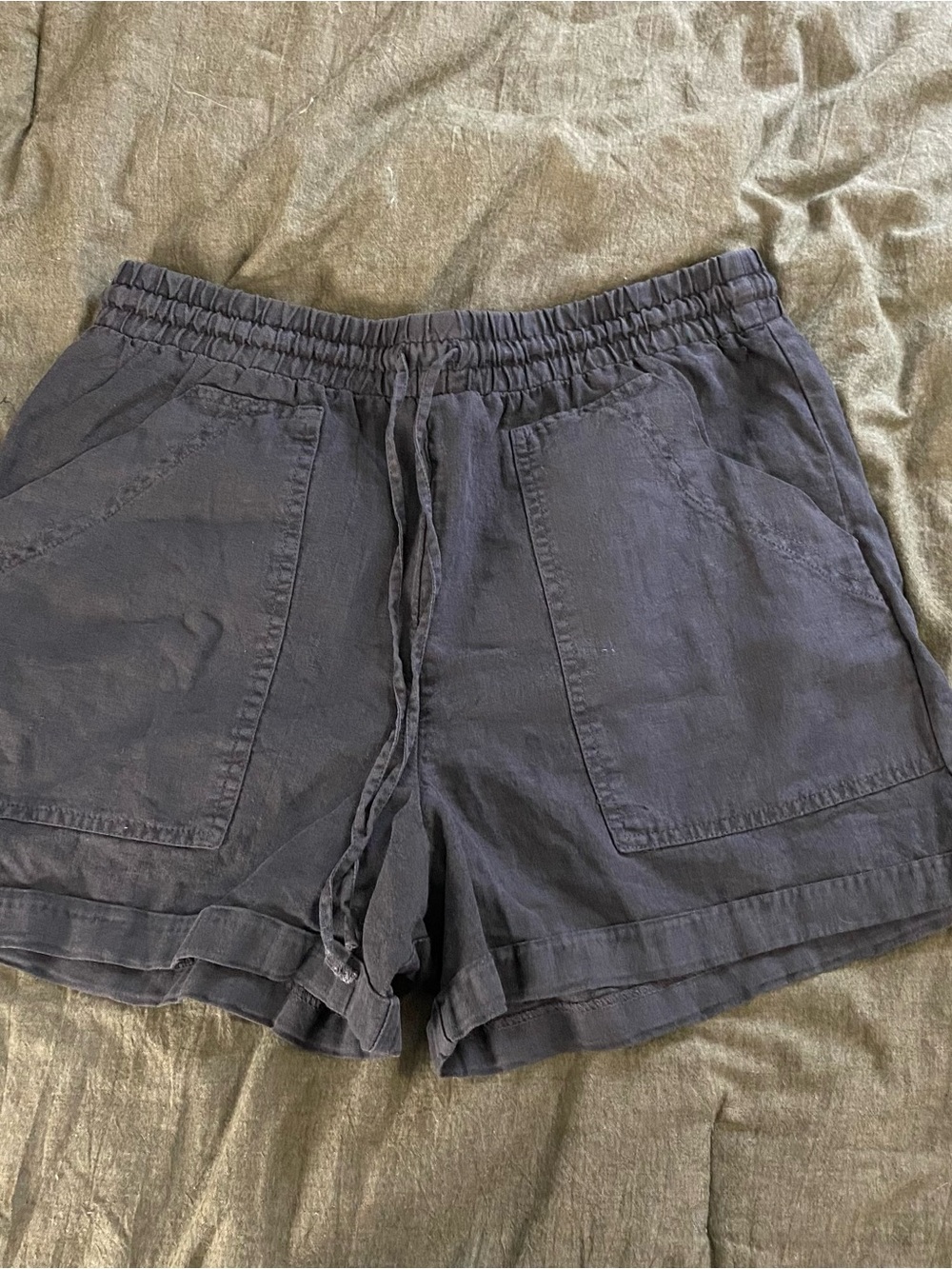 Universal Thread Charcoal Gray Drawstring Linen-Blend Shorts